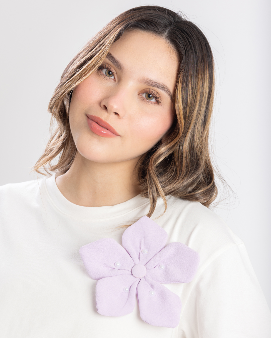 Camiseta marfil - Flor Lila