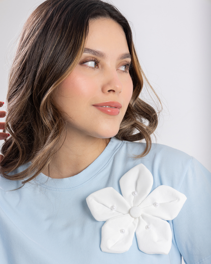 Camiseta Flor - Baby blue