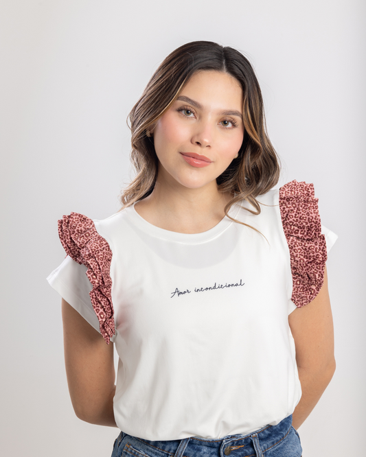 Camiseta Amor incondicional - Animal print rojizo